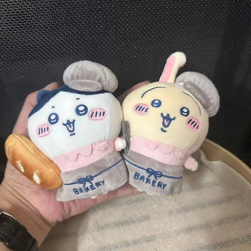 Jhiikawas Bakery Chef Series Plush Keychain Cute Usagi Hachiware Jiikawa with Bread Kawaii Anime Bag Charm for Fans