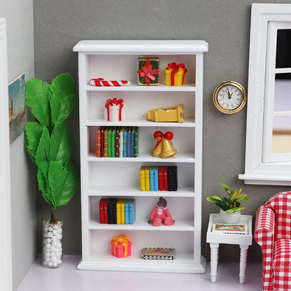 1Pcs Dollhouse Miniature furniture Bookcase Display Shelf Modern Style Wood Bookcase Doll House Toys