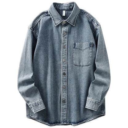 Autumn and Winter New American Tooling Long-sleeved Shirt, High-end Loose and Versatile Denim Shirt, Jacket Jacket Men