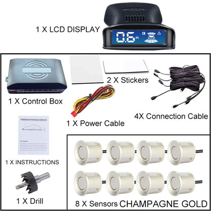 Auto Parktronic 8-Sensor Parking Radar Backlight LCD Monitor Universal Reverse Detection System For Cars