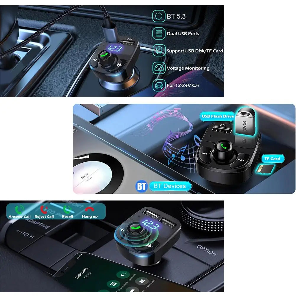 1/3/5PCS Car Bluetooth FM Transmitter Wireless Radio Adapter For Auto Music Stereo Player Dual USB Fast Charger For Smart Phone