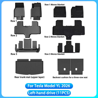 For Tesla Model YL Launch 2026+ TPE Floor Mats Waterproof Luggage Mat Wear-resistant Foot Pads Model YL Trunk Mats Foot Pads Set