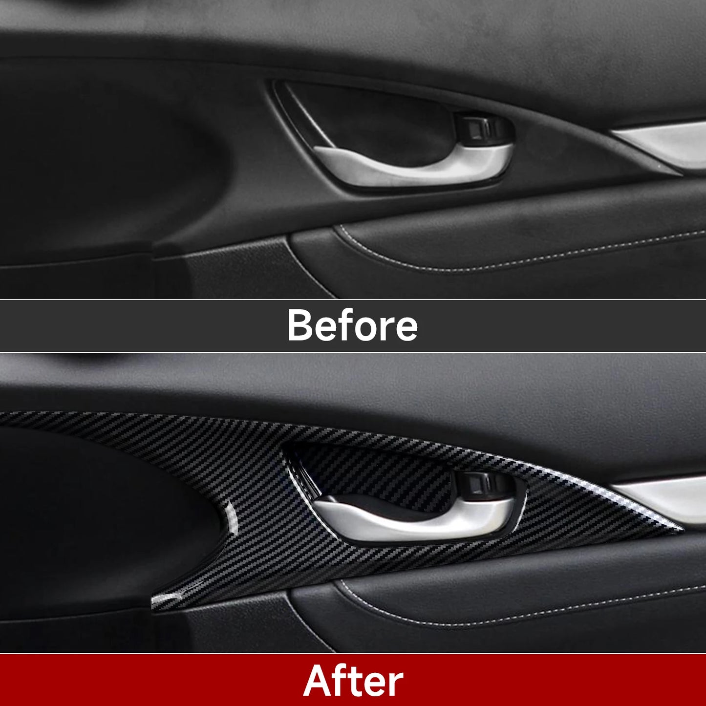 For Honda Civic 10th Gen (2016 -2021) Interior Accessories, Car Center Console Gear Shift Panel , Carbon Fiber ABS Trim Sticker
