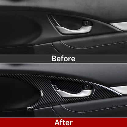 For Honda Civic 10th Gen (2016 -2021) Interior Accessories, Car Center Console Gear Shift Panel , Carbon Fiber ABS Trim Sticker