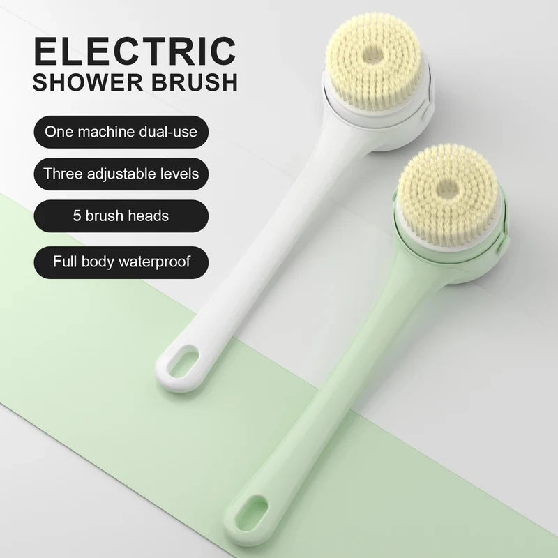 2026 Digital Display Electric Long Handle Bath Brush Automatic Rotating Back Scrubber USB Rechargeable Body Exfoliating Mud Remo