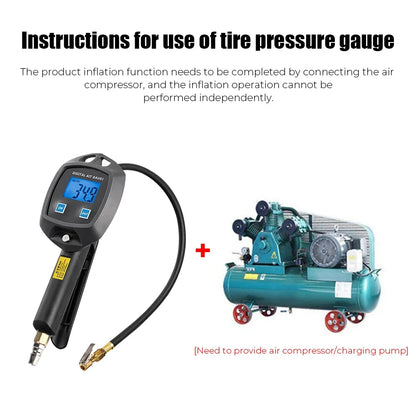 Multi-Unit Tire Inflator Gauge 0-18Kg/cm² 0-1800KPA 0-255PSI 0-18Bar Digital Display For Car Bike Tire Pressure Monitoring