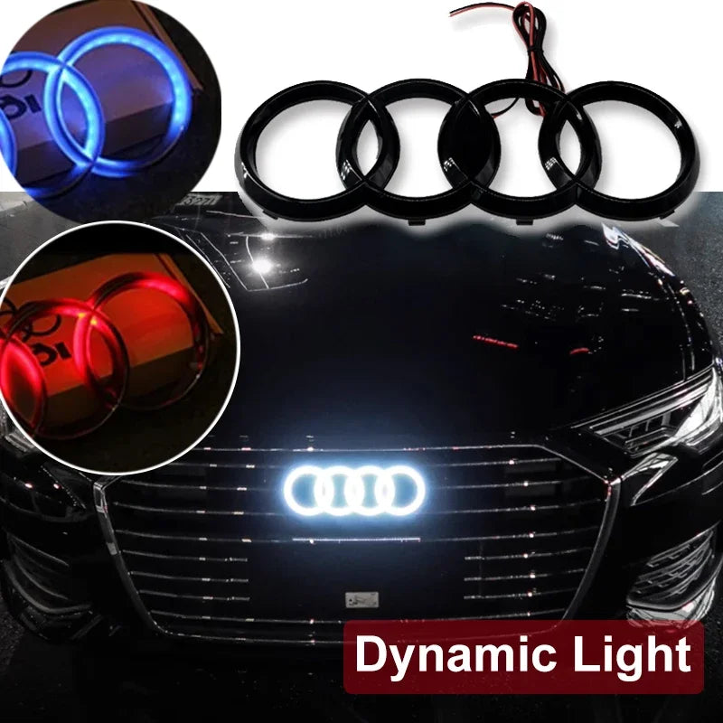 LED Car Dynamic Streamer Badge Light Front Grille Emblem for Audi Q7 Q8 S3 A1 A2 A3 A4 A5 A6 Q3 Q4 Q5 Q6 S5 S7 A7 Q2 Accessories