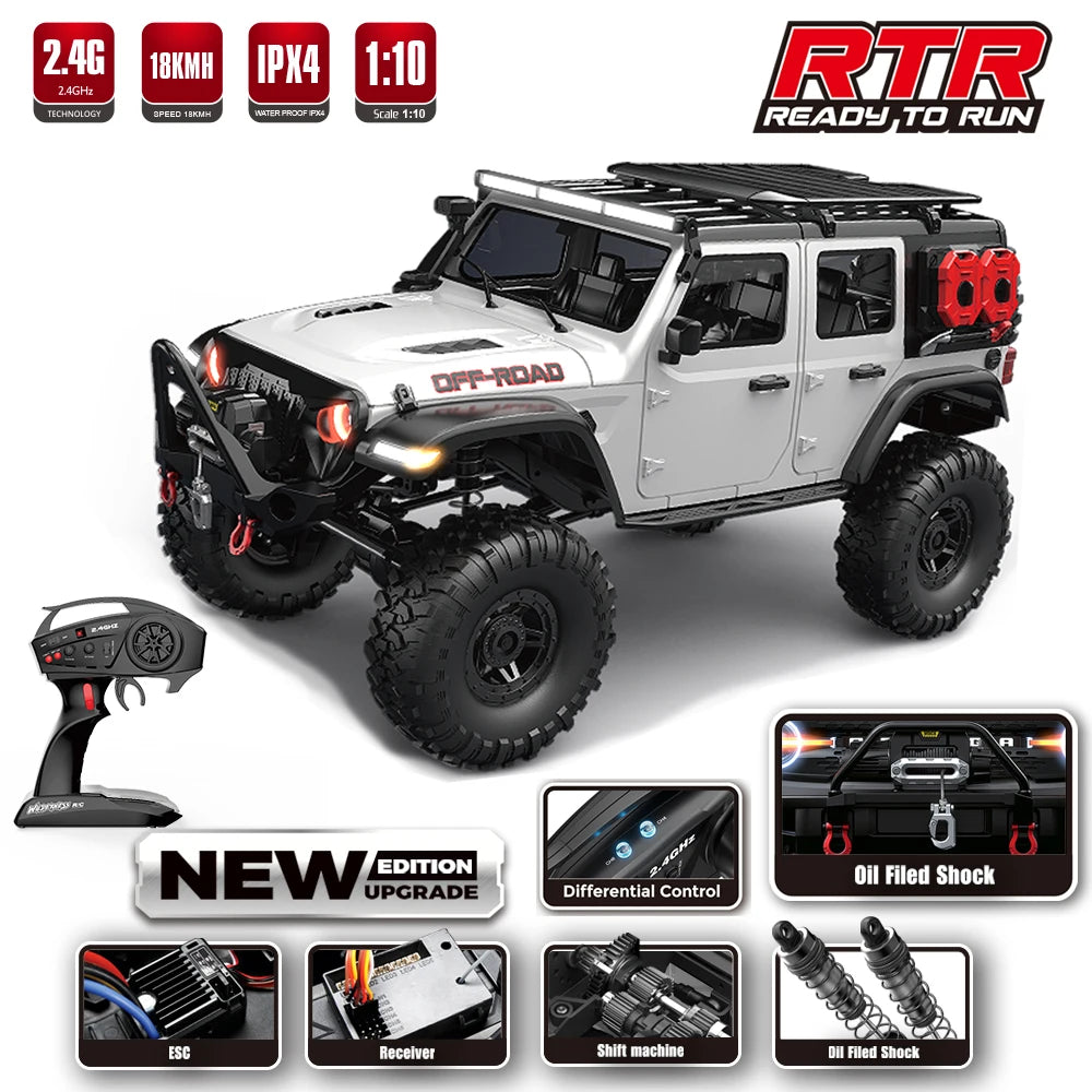 New 1/10 HB R1011 RTR Remote Control Vehicle 2.4G Full Proportional Rock Crawler LED Light 4WD Off-Road Climbing Car Toys Gifts
