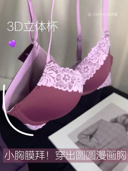 Ladies Comfort Gathering Wireless Bra A To C Cups, Soft Lace Alluring Style, Natural Bust Enhancement for Petite Figures, S-XL