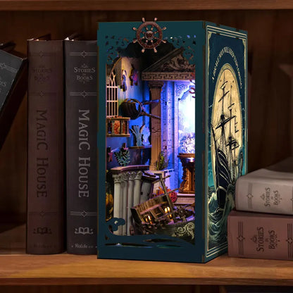 Bookshelf Set DIY Book Nook Kit 3D Wooden Doll House Puzzle Bookshelf Insert Decor With LED Light Dollhouse Model Birthday Gifts