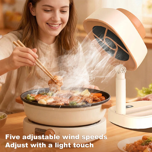 Desktop Range Hood with 5-Speed Suction Portable Exhaust Fan Reusable Carbon Filter for Apartment Dorm RV Indoor BBQ & Hot Pot