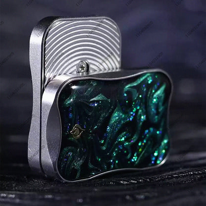 EDC Peacock Aura Liquid Sand Fidget Slider Metal Fidget Spinner Card Push Fidget Gear Gadget Stress Relief Anti Anxiety Gift
