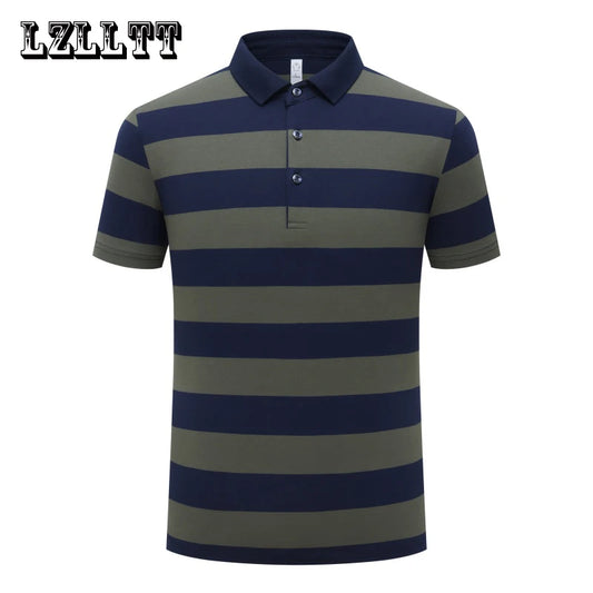 New Summer Men Classic Striped Polo Mens Cotton Short-Sleeved Fashion Business Casual Hot Polo Shirt Male Dropshipping LZLLTT
