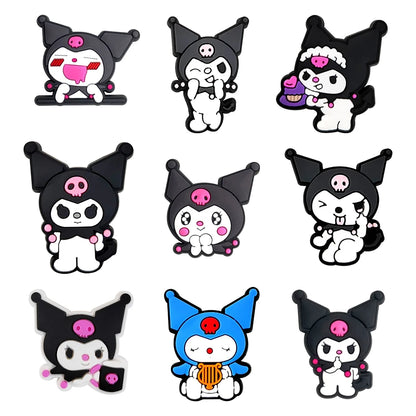 6-66PCS Cartoon Kuromi Shoe Charm Mix Wholesale PVC Decor Buckle Sandal Clog Bag Wristband Detachable Waterproof To X-MAS Gift