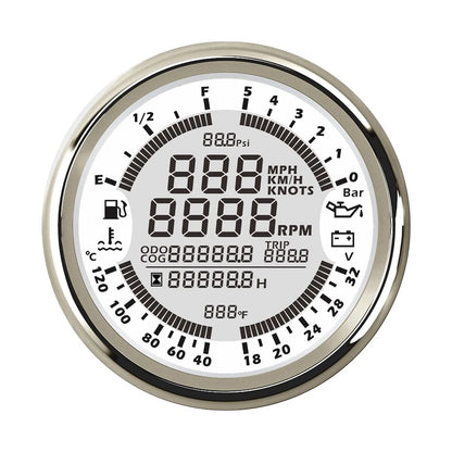 85mm 6 in 1 Car Marine Multi-function GPS Speedometer Tachometer Voltmeter 12V 24V Fuel Level Water Temp Oil Pressure 5Bar 10Bar