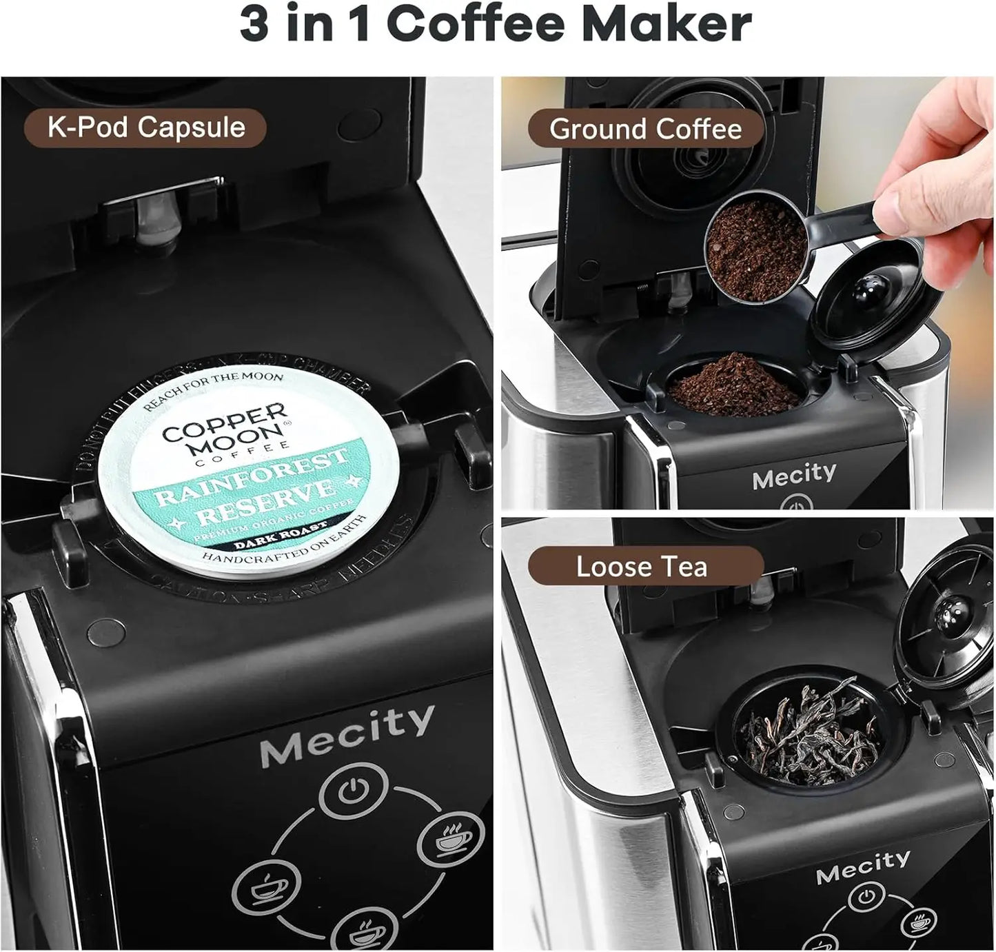 Coffee Maker 3 in 1 Single Serve Coffee Machine, Compatible with K cup Capsules, Instant Coffee Pot, Tea maker, 6,8,10 Oz Cup