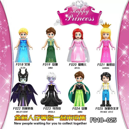 Disney Princess Building Block Figures Set, Elsa, Belle, Ariel, DIY Toy for Girls, Perfect Collectible and Children's Gift