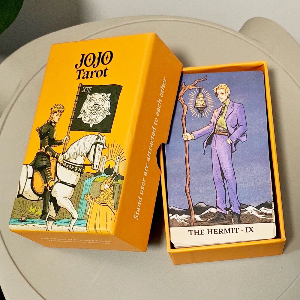 JOJO Tarot Cards Deck in Rigid Box 12*7cm , 80 Pcs Double-Sided Embossed Anime Tarot Cards Bizarre Adventure Tarot Deck