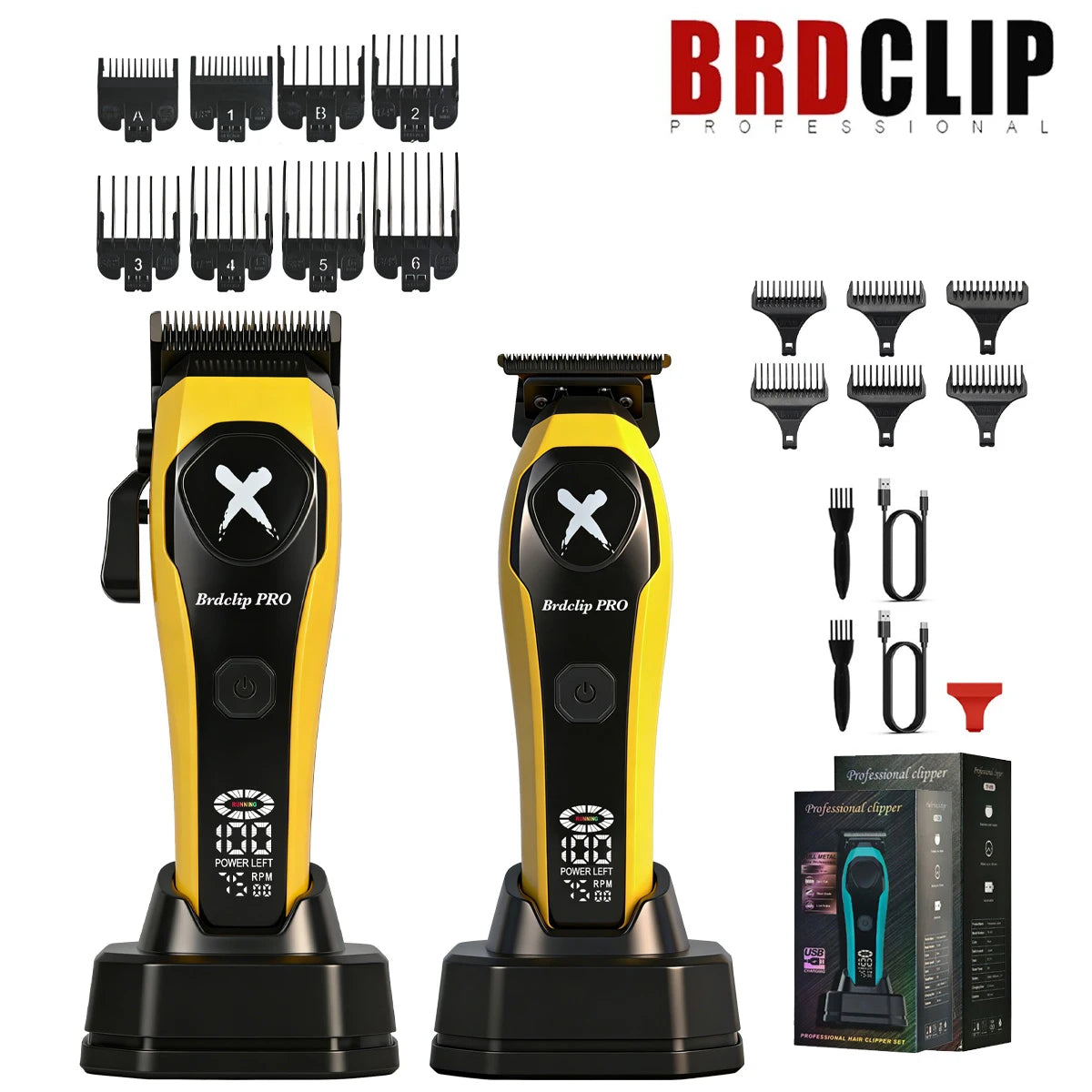 BRDCLIP 619 339 Hair Clippers Cordless Clippers Barber Electric DLC T-Blade Trimmer Portable Detail Trimmer LED Trimmer for Men