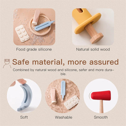 Baby Doctor Simulation Toy Set Silicone/Wooden Medical Simulation Toys Baby Educational Games For Intelligence Children's Gifts