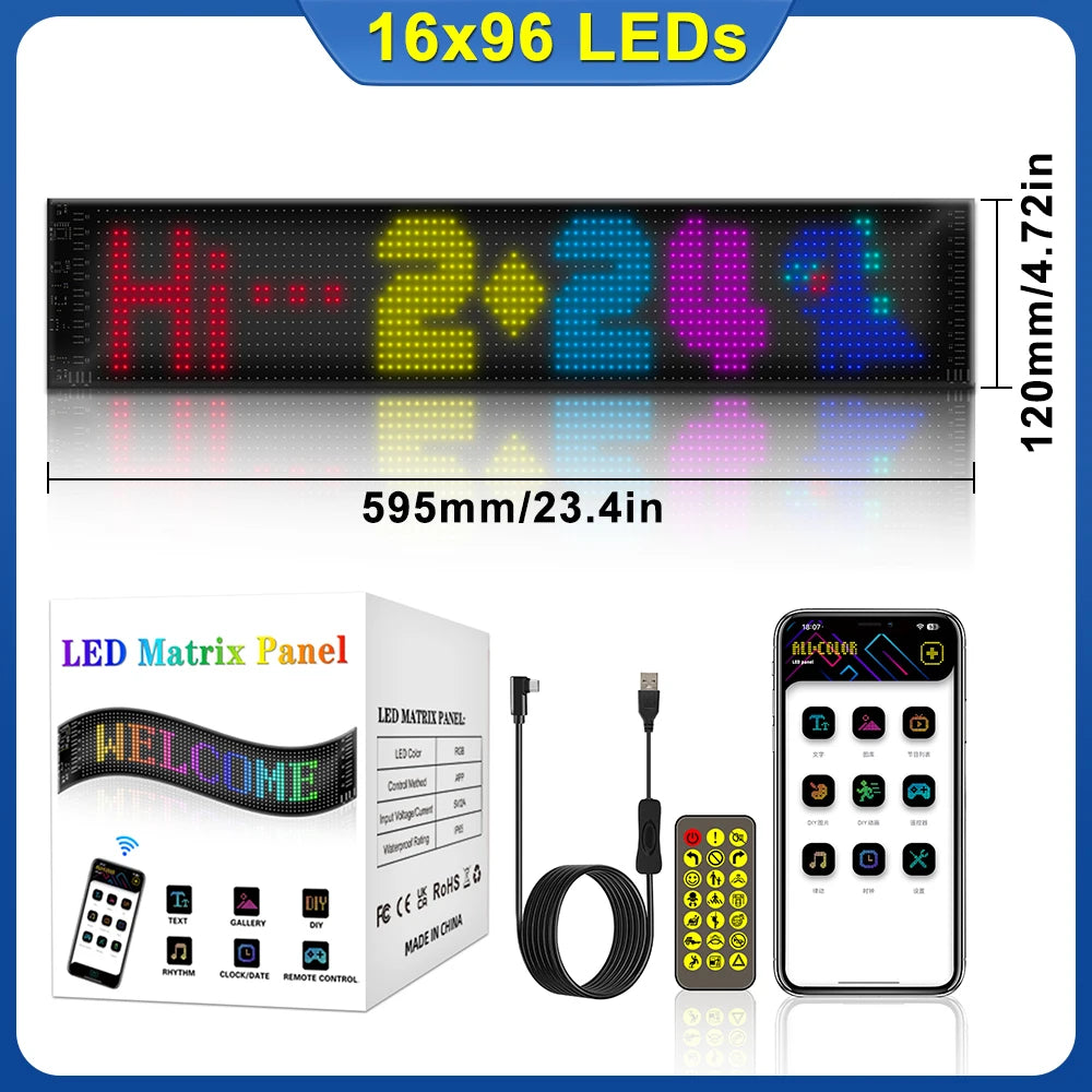 LED Devil Eyes Programmable LED Display Flexible for Car Board Windshield App Remote Control Custom Text Pattern Decor LED Light