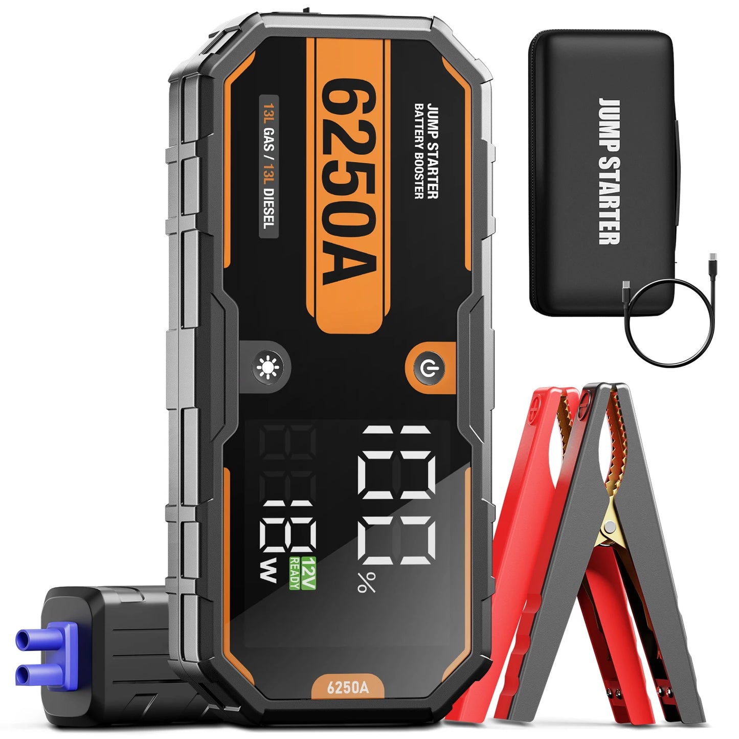 AdoreTrip Car 6250A Portable 12V Jump Starter Power Bank Auto Battery Booster Starter Device For Pickups SUV OffRoad 4x4