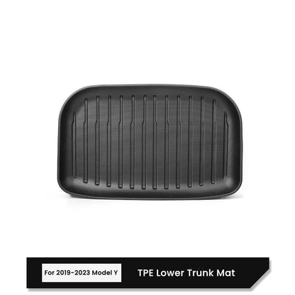 for Tesla Model 3 / Y Front Rear Trunk Mats Upgrade TPE Lower Storage Box Pads Protective Cover Cargo Liner Trunk Tray Floor Mat