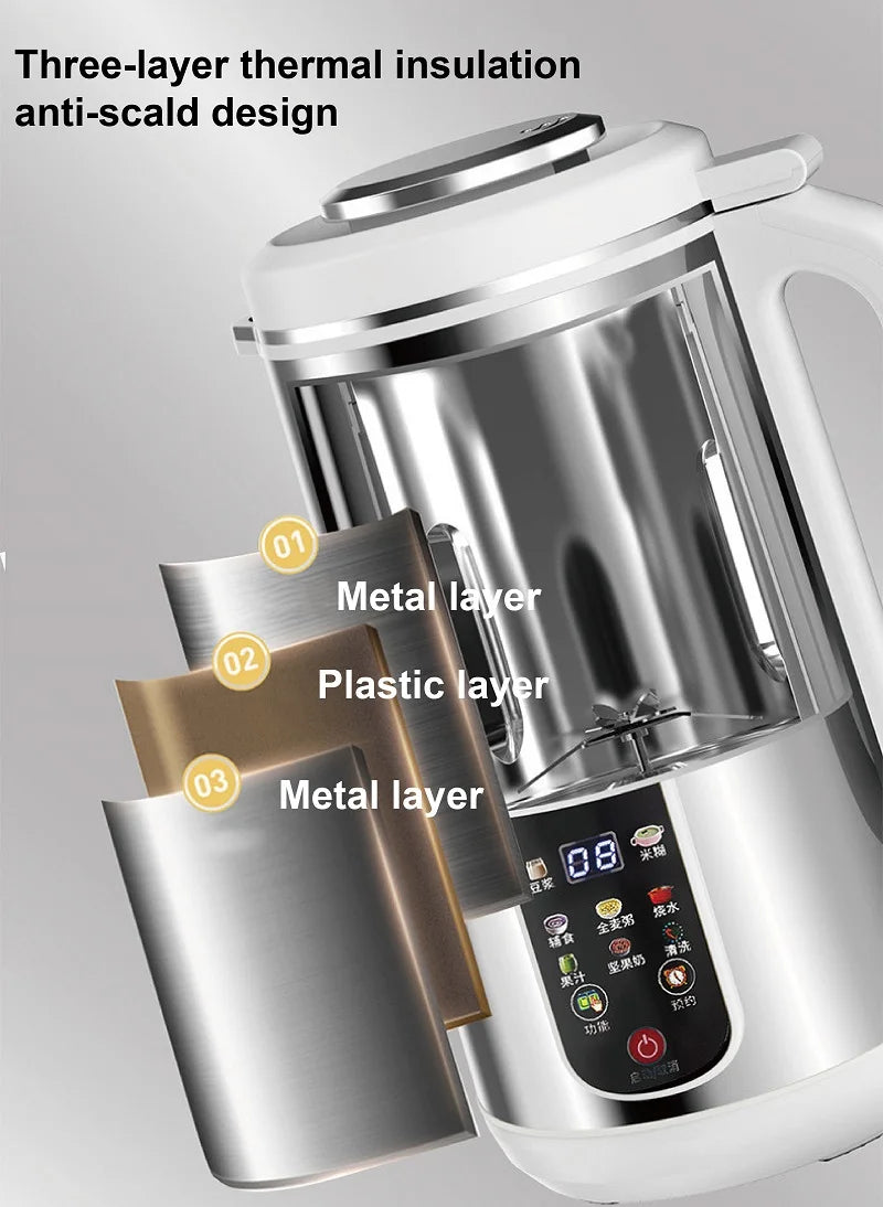 110V Smart Soy Milk Machine Electric Juicer Multifunctional Wall Breaking Machine Kitchen Auto Heating Rice Paste Machine 1.2L