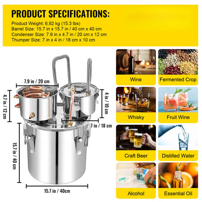 12L 20L 30L 50L Alcohol Brewing Distiller DIY Moonshine Apparatus Stainless Steel Still Whisky Beer Brandy Home Appliance