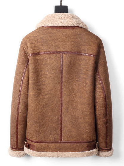 YOLANFAIRY Original Leather and Fur Integrated Coat Men's Sheepskin Jacket Motorcycle Jackets Male Winter Thick Fur Coats FC