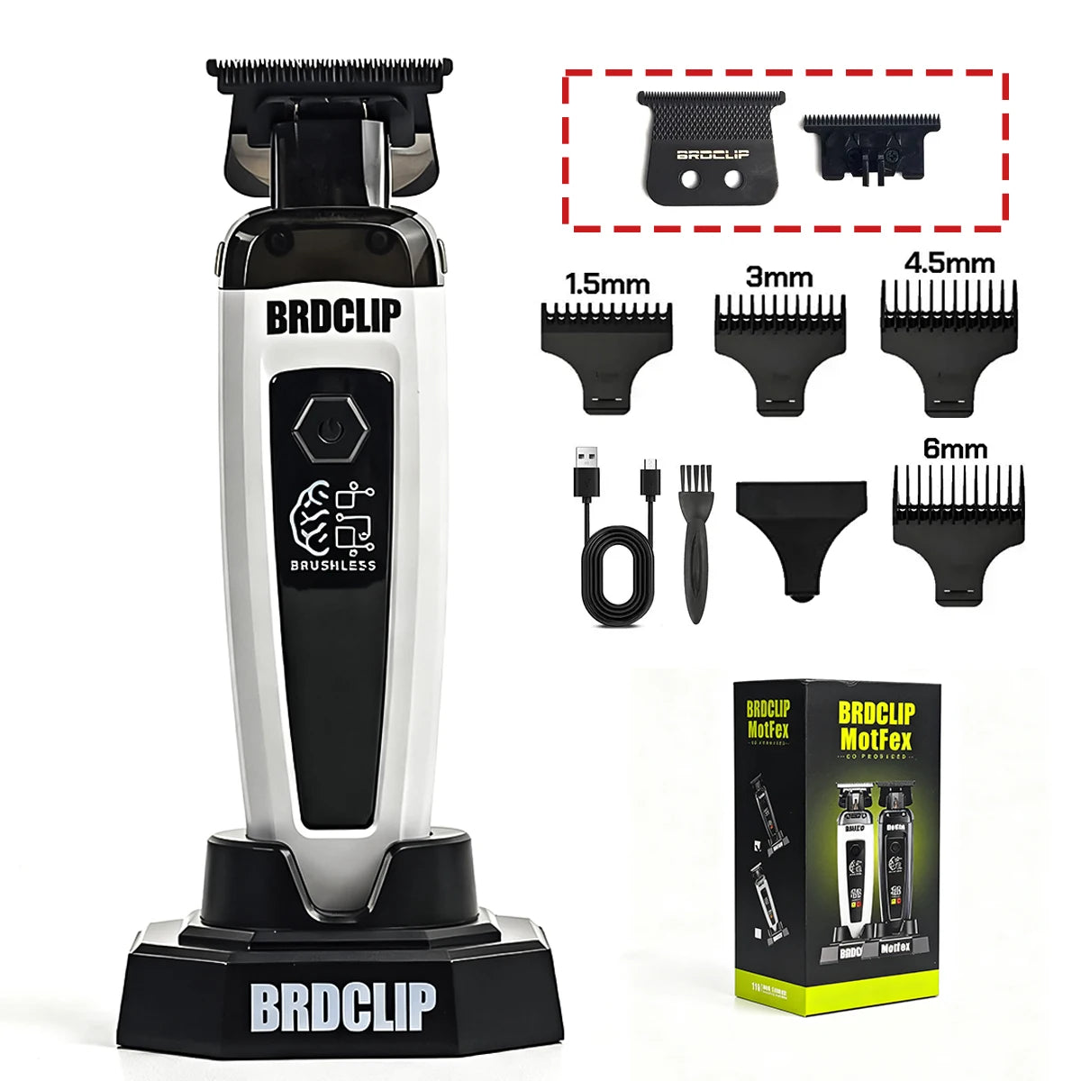 BRDCLIP 7500RPM Brushless Motor Professional Hair Clipper Barber Hair Cutting Machine Kit Salon Hair Trimmer for Men 106 078