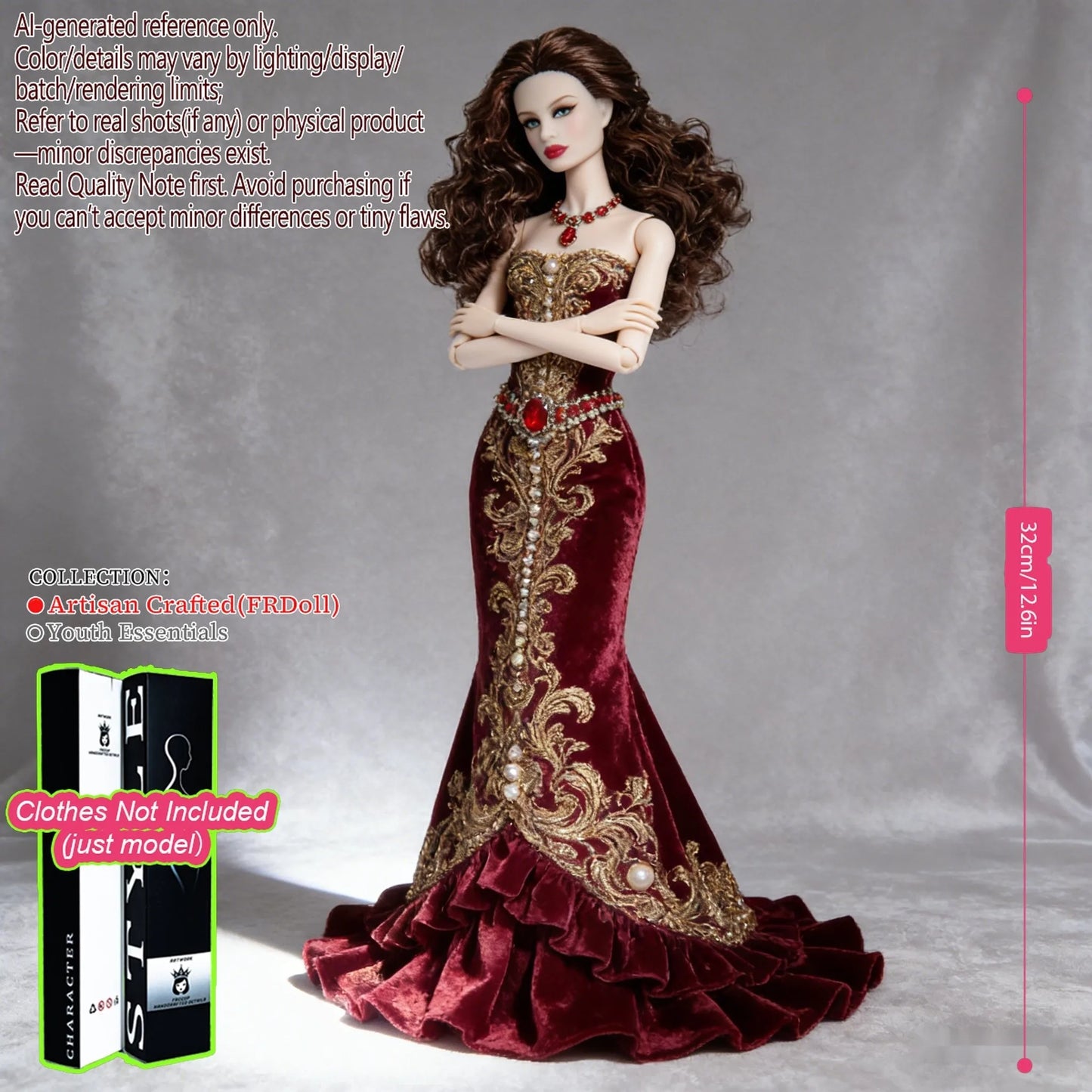 Pro-Grade 12.6in 1/6 BJD Doll - 12-Articulated Statue, Exquisite Makeup, Fluffy Hair, Desktop Ornament (No Clothing)
