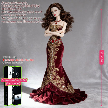 Pro-Grade 12.6in 1/6 BJD Doll - 12-Articulated Statue, Exquisite Makeup, Fluffy Hair, Desktop Ornament (No Clothing)