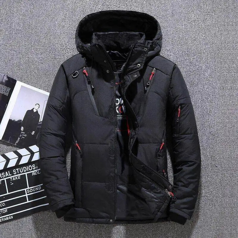 -20 Degree Down Jacket Male Winter Parkas Men White Duck Down Jacket Hooded Outdoor Thick Warm Padded Snow Coat Oversize M-4XL