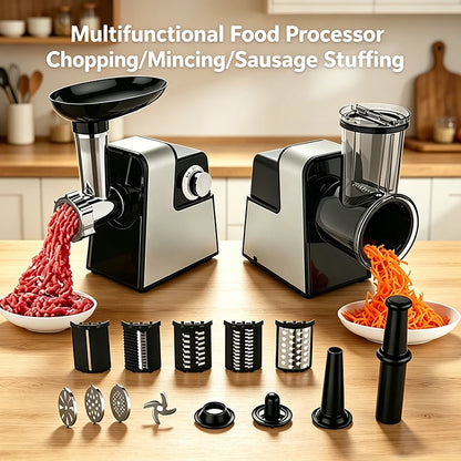 220V Meat Grinder Electric Meat Mincer Chopper Machine Multifunctional with Cutting Blade Sausage Stuffer Stainless Steel Cutter