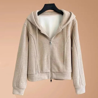 Women's Fleece Lined Thick Casual Sports Suit Set Hoodie Jacket Wide Leg Pants Two Piece Set Autumn Winter Fashion New Style