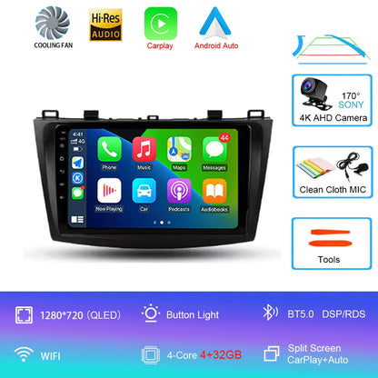 For Mazda 3 II For Mazda3 BL 2009 - 2013 Android16 Carplay Auto 4G+WIFI GPS Car Radio Navigation Multimedia Video Player Stereo