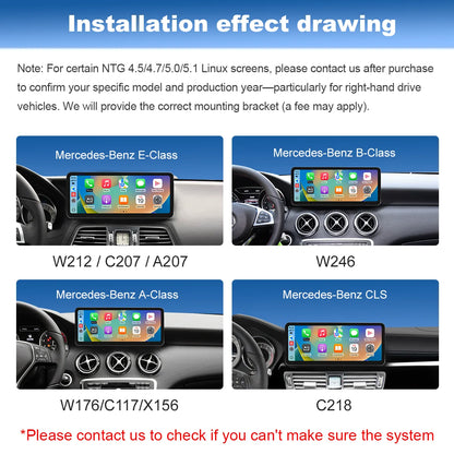 12.3“Wireless CarPlay For Mercedes Benz GLA CLA GLC GLK W205 W176 C117  Ultra thin Touch Multimedia screen with Android Auto BT