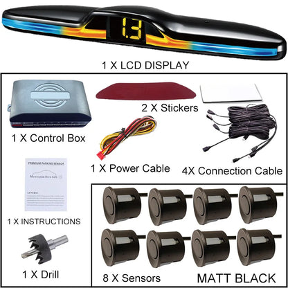 6 Or 8 Sensor Parking Kit LED Display Safe Protection Clear Alert Vehicle Reversing Assistance System