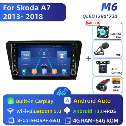 Jundof 2 Din Android 13 Car Radio For Skoda Octavia 3 A7 2013-2018 Multimedia Video Player 4G WiFi Navigation Carplay Head unit