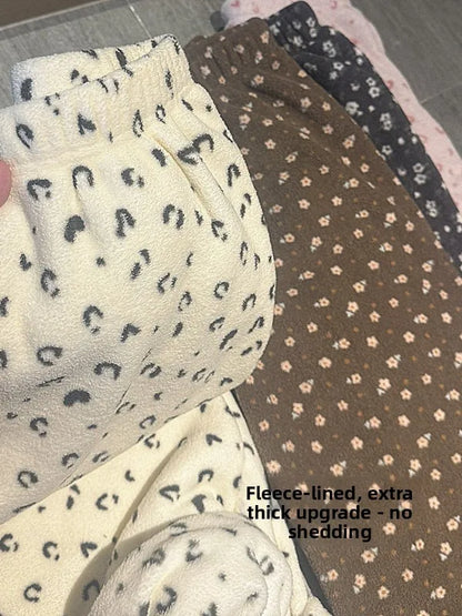 Thickened Fleece Sleep Pants Women's Long Trousers Winter Home Sweet Walking Pants Student Can Wear out for a Walk Pants