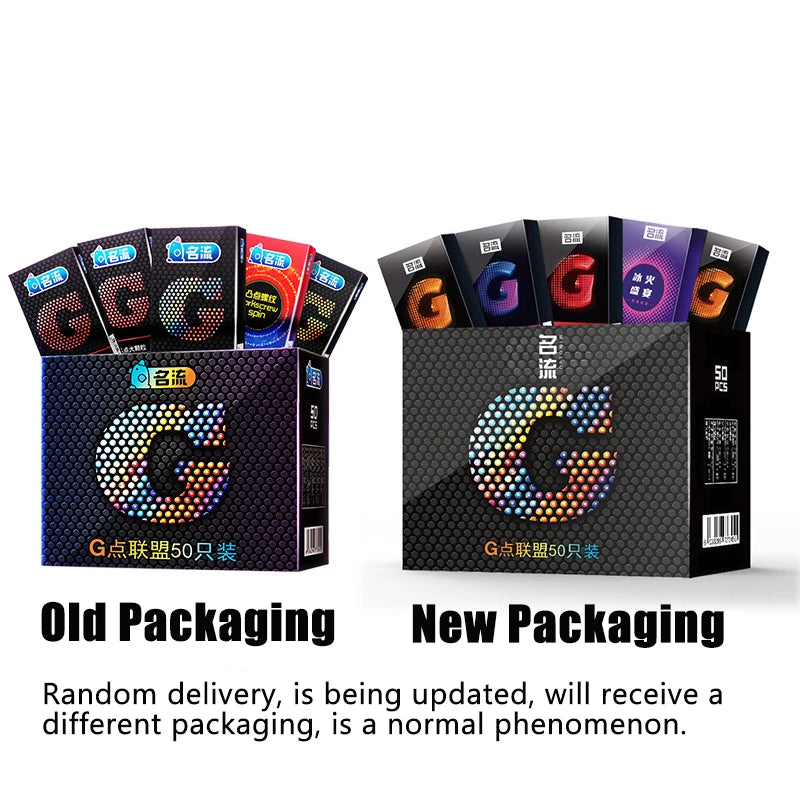 50pcs Large Particle G-spot Stimulation Condom Super Tight Delay Penis Sleeves for Man Double Lubrication Adult Sexual Products