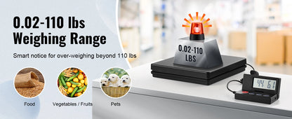 SucceBuy 110 lbs Digital Postal Shipping Scale with Timer 90° Foldable LCD Screen AC/DC Powered Package Scale for Laggage Home