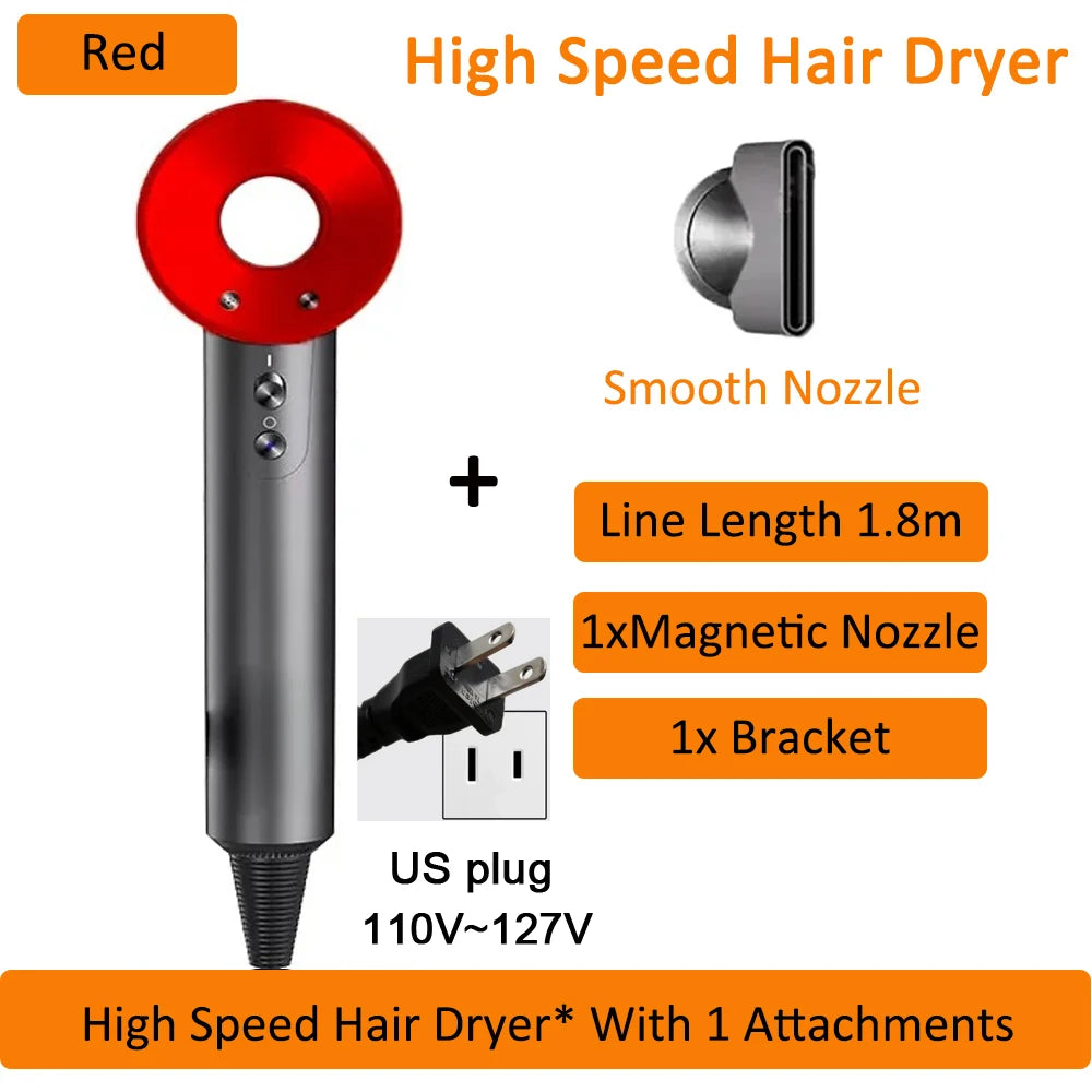 7 in 1 Hair Dryer Professional with Cold Hot Air Functionality Negative lon Blow Quick Dry Leafless Salon Home Hairdryer