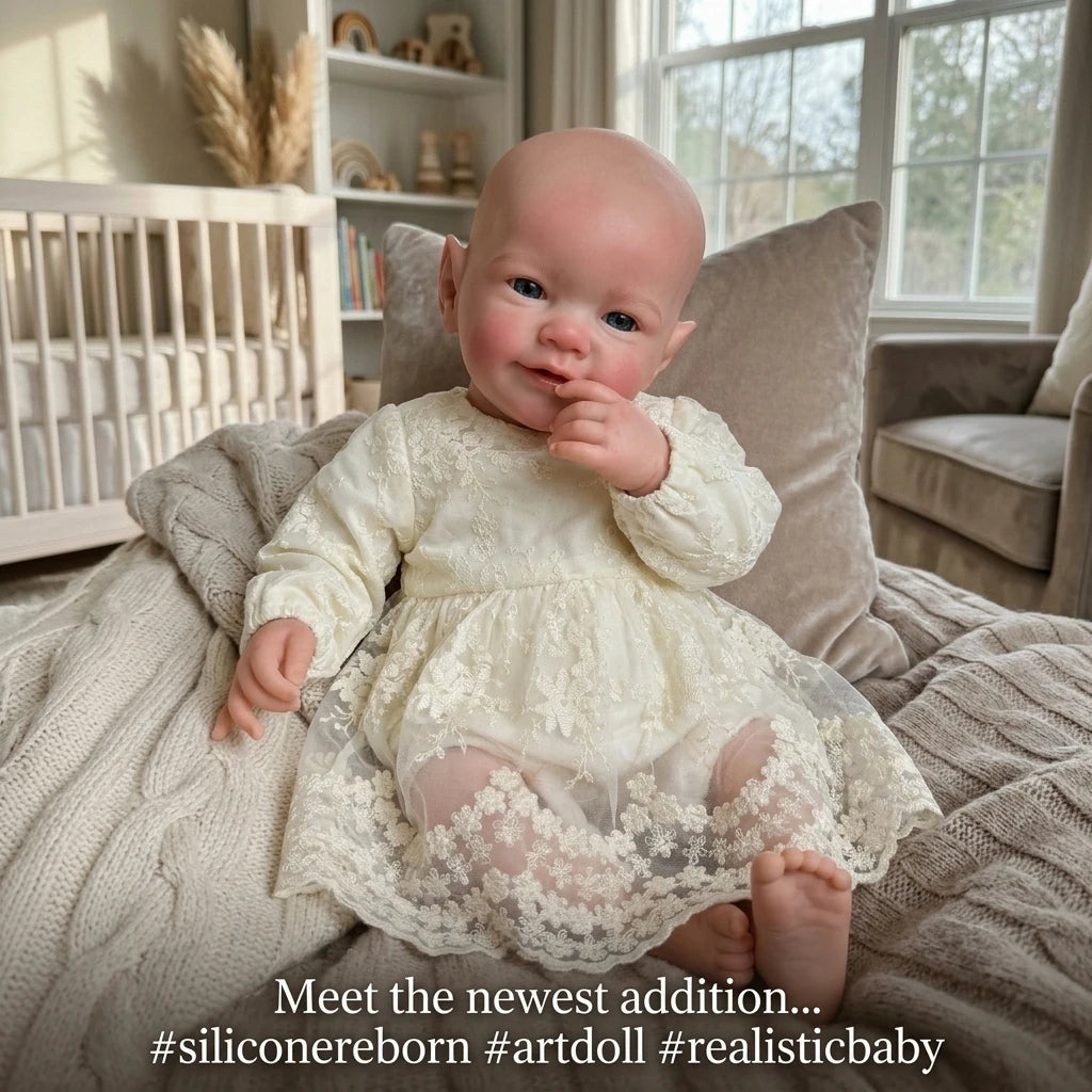 18 Inch Full Silicone Reborn Baby Doll Open Eyes Bald 3D Veins Realistic Newborn Collectible Art Doll Xmas Birthday Gift