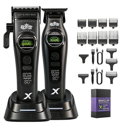New BRDCLIP PRO Electric Hair Clipper Hair Trimmer Set Outer Rotor BLDC 6000-8000RPM Barber  Shop DLC Blade with Charge Dock