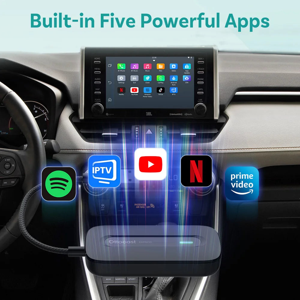 OTTOCAST New Play2Video Pro Wireless Carplay Adapter Android Auto Ai Box Built in Youtube Netflix for Car with Wired Carplay