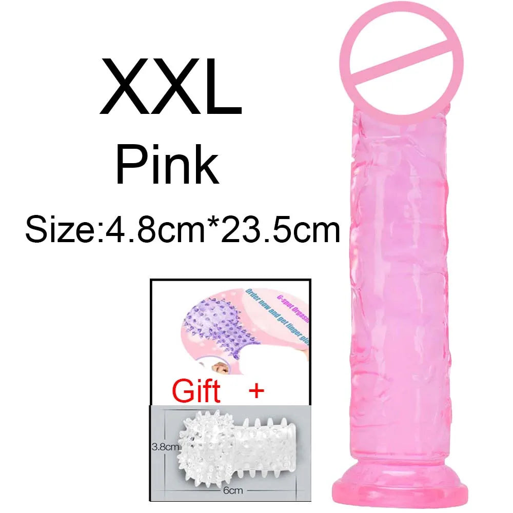 Cheap Women Erotic Anal 5 Colors Big Transparent Dildo Suction Cup Jelly Dick Sex Toys Soft Clitori Vaginal Masturbators Penis
