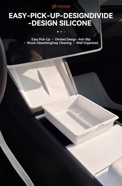 YZ For Tesla Model Y YL Juniper Model 3 Highland 2026 Console & Armrest Storage Box ABS Non-slip Mat Cup Holder Box Accessories