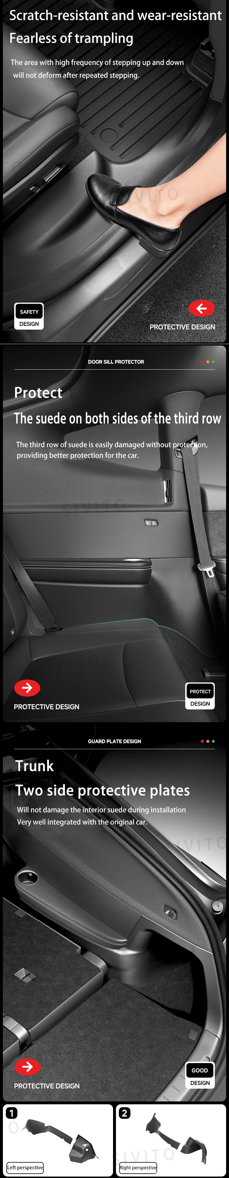 For Tesla Model YL Launch 2026 TPE Front Rear Door Sill Protector Threshold Strip Anti-kick Guard Panel Interior Decoration Set